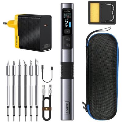Estação de soldagem inteligente FNIRSI HS-02A MAX 100W com kit de ferramentas Estação de soldagem inteligente FNIRSI HS-02A MAX 100W com kit de ferramentas