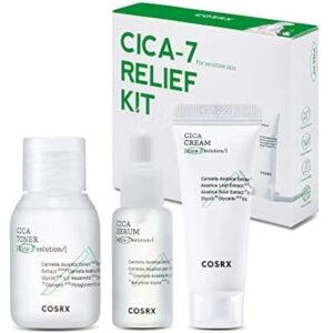 COSRX Pure Fit CICA-7 Relief Kit Tónico 30ml + Sérum 10ml + Creme 15ml para Pele Sensível COSRX Pure Fit CICA-7 Relief Kit Tónico 30ml + Sérum 10ml + Creme 15ml para Pele Sensível