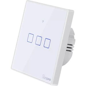 Sonoff T2EU3C-TX - Interruptor (3 Gang) T2 Smart WiFi+RF touch em vidro de encastrar - Branco Neve Sonoff T2EU3C-TX - Interruptor (3 Gang) T2 Smart WiFi+RF touch em vidro de encastrar - Branco Neve