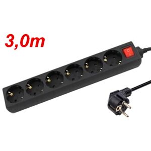 Nedis Régua de Energia - 6 Tomadas, 3m Cabo, 3680W Nedis Régua de Energia - 6 Tomadas, 3m Cabo, 3680W