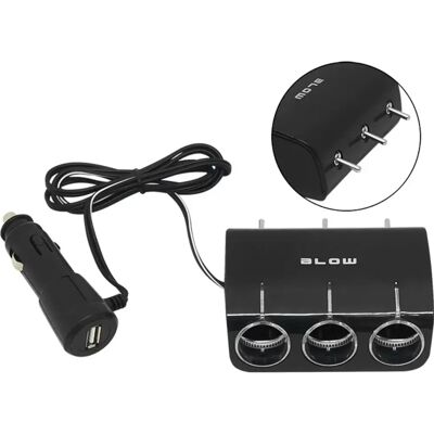 Blow CS-34 - Adaptador para isqueiro com 3 saídas c/ interruptores 12/24VDC 10A Blow CS-34 - Adaptador para isqueiro com 3 saídas c/ interruptores 12/24VDC 10A