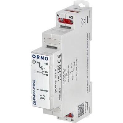 Orno OR-PI-457/1/230AC - Relé para calha DIN 230VAC 16A SPDT Orno OR-PI-457/1/230AC - Relé para calha DIN 230VAC 16A SPDT