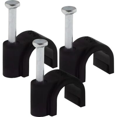 Abraçadeiras com Prego p/ cabo redondo Ø7mm pretas - Embalagem 100pcs. Abraçadeiras com Prego p/ cabo redondo Ø7mm pretas - Embalagem 100pcs.
