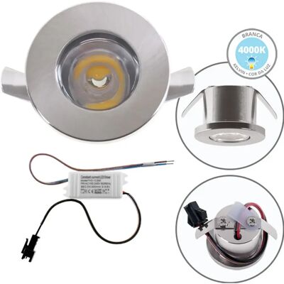 Foco de encastrar redondo fixo 1W LED 80lm 4000K Ø30x20mm Foco de encastrar redondo fixo 1W LED 80lm 4000K Ø30x20mm
