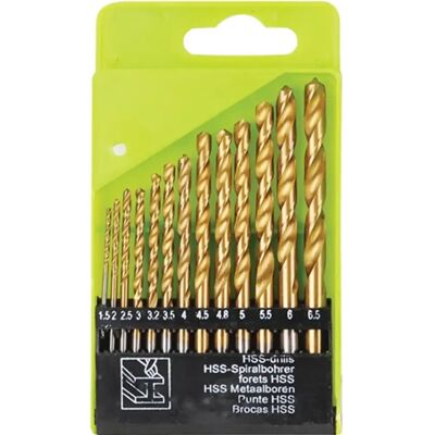 Extol 1113A - Kit de 13 brocas de aço HSS com revestimento de titânio Extol 1113A - Kit de 13 brocas de aço HSS com revestimento de titânio