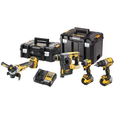 Kit Berbequim + Rebarbadora 125mm + Aparafusadora Impacto + Martelo Dewalt 18V - DCK429P3T-QW Kit Berbequim + Rebarbadora 125mm + Aparafusadora Impacto + Martelo Dewalt 18V - DCK429P3T-QW