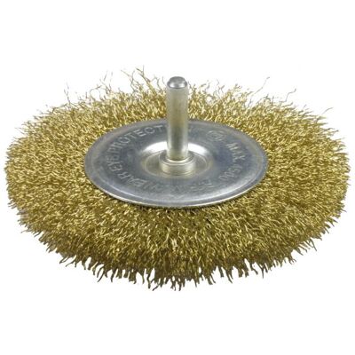 Amig Escova circular arame latonado, Espigao ø 6 mm, 4H X 50 X 0,3 X 10 MM Mod. 34730 Amig Escova circular arame latonado, Espigao ø 6 mm, 4H X 50 X 0,3 X 10 MM Mod. 34730