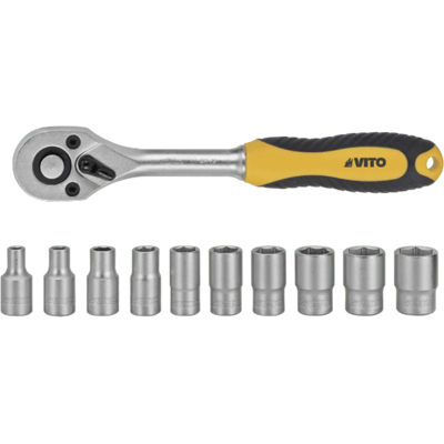 VITO - Conjunto de ferramentas com 10 soquetes 4-13mm - Catraca reversível 1/2" VITO - Conjunto de ferramentas com 10 soquetes 4-13mm - Catraca reversível 1/2"