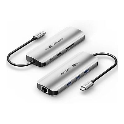 Docking USB Type-C Vention TQKHB/ 1xHDMI 4K/ 3xUSB/ 1xUSB Type-C PD/ 1xRJ45/ 1xLeitor de Cartões/ Cinza Docking USB Type-C Vention TQKHB/ 1xHDMI 4K/ 3xUSB/ 1xUSB Type-C PD/ 1xRJ45/ 1xLeitor de Cartões/ Cinza