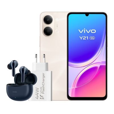 Smartphone Vivo Y21 4GB/ 256GB/ 6,74"/ 5G/ Dourado/ Inclui Carregador + Fones de Ouvido Smartphone Vivo Y21 4GB/ 256GB/ 6,74"/ 5G/ Dourado/ Inclui Carregador + Fones de Ouvido