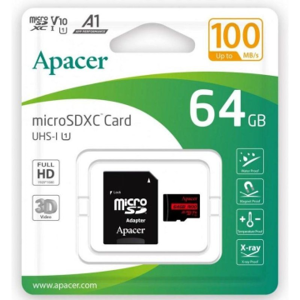 Cartão de memória Apacer 64GB XC UHS 1 com adaptador/classe 10/ 100MBs Cartão de memória Apacer 64GB XC UHS 1 com adaptador/classe 10/ 100MBs