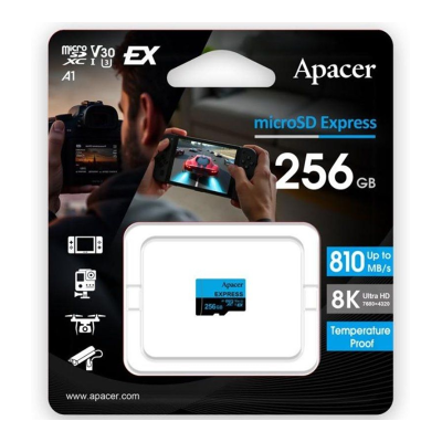 Cartão de memória Apacer 256 GB UHS-I/Classe 10/810 MBs Cartão de memória Apacer 256 GB UHS-I/Classe 10/810 MBs
