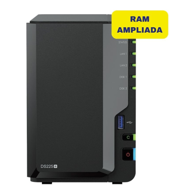 Synology Diskstation DS225+ NAS/ 2 baias 3,5'- 2,5'/ 6 GB DDR4/ Formato Torre Synology Diskstation DS225+ NAS/ 2 baias 3,5'- 2,5'/ 6 GB DDR4/ Formato Torre