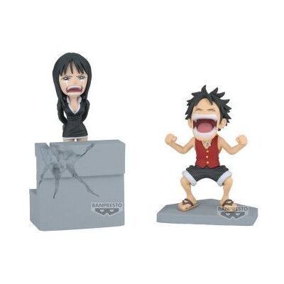 BANPRESTO Figura Luffy e Nico Robin World Colecionável One Piece 10cm BANPRESTO Figura Luffy e Nico Robin World Colecionável One Piece 10cm