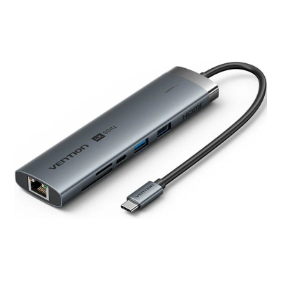 Vention TGVHB USB Tipo C 3.2 Hub/ 2xUSB/ 1xUSB Tipo C PD/ 1xUSB Tipo C/ 1xRJ45/ 1xLeitor de Cartão/ 1x3.5mm Jack/ 1xHDMI/ 15cm Vention TGVHB USB Tipo C 3.2 Hub/ 2xUSB/ 1xUSB Tipo C PD/ 1xUSB Tipo C/ 1xRJ45/ 1xLeitor de Cartão/ 1x3.5mm Jack/ 1xHDMI/ 15cm