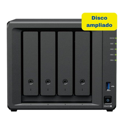 Synology DiskStation DS425+ NAS / 4 baias de 3,5" a 2,5" / 2 GB de DDR4 / 16 TB / Formato Torre Synology DiskStation DS425+ NAS / 4 baias de 3,5" a 2,5" / 2 GB de DDR4 / 16 TB / Formato Torre