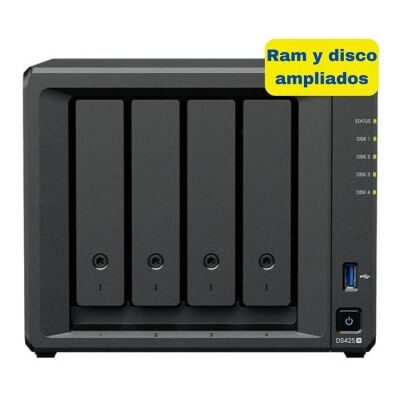 Synology DiskStation DS425+ NAS / 4 baias de 3,5" a 2,5" / 6 GB DDR4 / 16 TB / Formato Torre Synology DiskStation DS425+ NAS / 4 baias de 3,5" a 2,5" / 6 GB DDR4 / 16 TB / Formato Torre