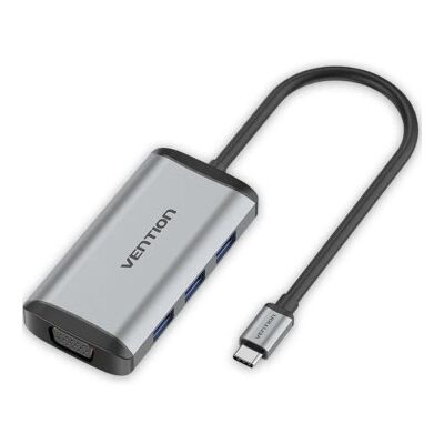 Docking USB Type-C Vention TGSHB/ 3xUSB/ 1xHDMI 4K/ 1xVGA/ 1xUSB Type-C PD/ Cinza Docking USB Type-C Vention TGSHB/ 3xUSB/ 1xHDMI 4K/ 1xVGA/ 1xUSB Type-C PD/ Cinza