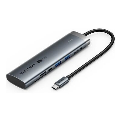 Docking USB Type-C Vention TPSHB/ 1xHDMI 4K/ 2xUSB/ 2xUSB Type-C/ 1xRJ45/ 1xUSB Type-C PD/ 1xLeitor de Cartões/ Cinza Docking USB Type-C Vention TPSHB/ 1xHDMI 4K/ 2xUSB/ 2xUSB Type-C/ 1xRJ45/ 1xUSB Type-C PD/ 1xLeitor de Cartões/ Cinza