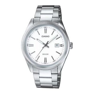 Relógio analógico masculino da coleção Casio MTP-1302PD-7A1VEF/ 44 mm/ prata e branco Relógio analógico masculino da coleção Casio MTP-1302PD-7A1VEF/ 44 mm/ prata e branco
