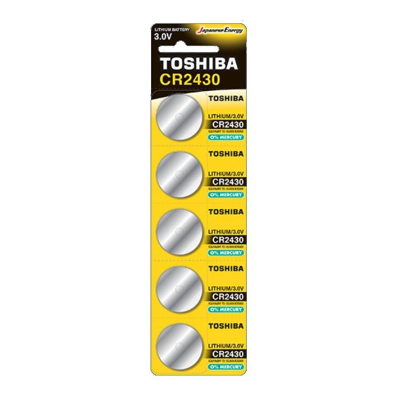 Pilha de botão de lítio TOSHIBA CR2430 - Pacote com 5 unidades Pilha de botão de lítio TOSHIBA CR2430 - Pacote com 5 unidades