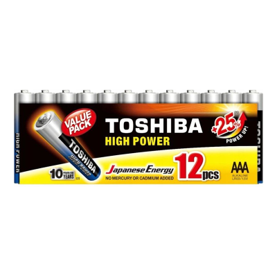 Pacote com 12 pilhas Toshiba High Power AAA LR03/ 1,5 V/ Alcalinas Pacote com 12 pilhas Toshiba High Power AAA LR03/ 1,5 V/ Alcalinas
