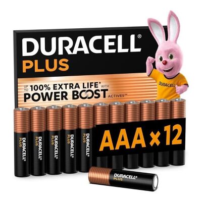 Pacote com 12 pilhas AAA Duracell Plus Power Boost DPBLR3B12/ 1,5 V/ Alcalinas Pacote com 12 pilhas AAA Duracell Plus Power Boost DPBLR3B12/ 1,5 V/ Alcalinas