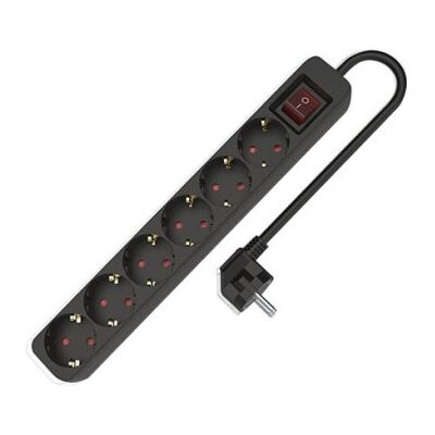 Régua de energia TM ELECTRON TMUAD506SBK com 6 tomadas e 1,5 m Régua de energia TM ELECTRON TMUAD506SBK com 6 tomadas e 1,5 m