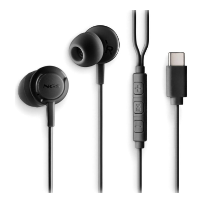 Fones de ouvido intra-auriculares NGS Cross Step/ com microfone/ USB tipo C/ preto Fones de ouvido intra-auriculares NGS Cross Step/ com microfone/ USB tipo C/ preto