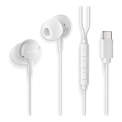 Fones de ouvido intra-auriculares NGS Cross Step/ com microfone/ USB tipo C/ branco Fones de ouvido intra-auriculares NGS Cross Step/ com microfone/ USB tipo C/ branco