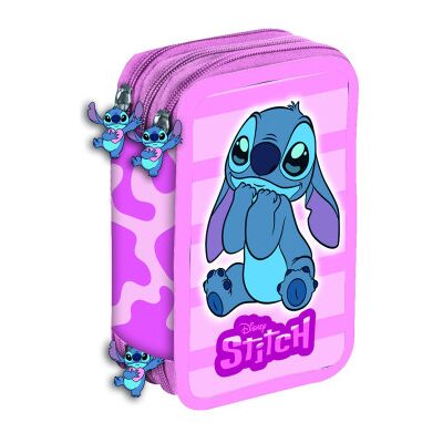 Lindo estojo triplo para lápis do Stitch da Disney Lindo estojo triplo para lápis do Stitch da Disney