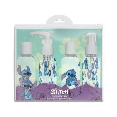 Bolsa de toalete Stitch Disney Travel com 4 frascos recarregáveis Bolsa de toalete Stitch Disney Travel com 4 frascos recarregáveis