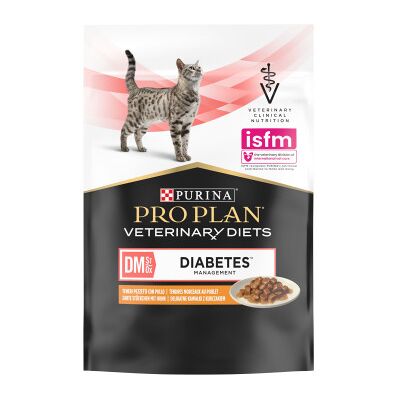 ProPlan Pro Plan Vet DM Diabetes Management Saquetas ração húmida para gatos 85Gr ProPlan Pro Plan Vet DM Diabetes Management Saquetas ração húmida para gatos 85Gr