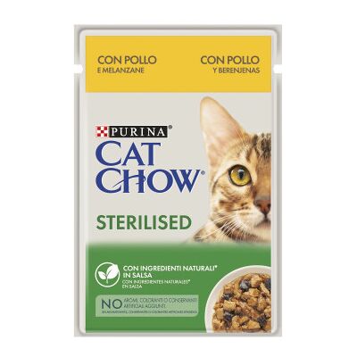 Cat Chow Adult Sterilised Frango e Beringela ração húmida para gatos 85Gr Cat Chow Adult Sterilised Frango e Beringela ração húmida para gatos 85Gr