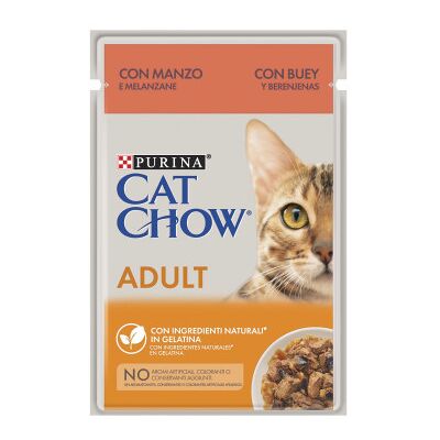 Cat Chow Adulto Vaca e Beringela ração húmida para gatos 85Gr Cat Chow Adulto Vaca e Beringela ração húmida para gatos 85Gr