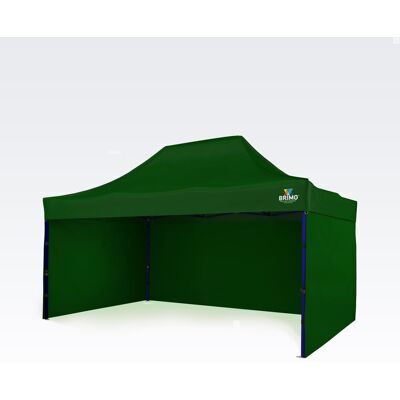 BRIMO Bancas de Venda 3x4,5 m com 3 Paredes Montagem Rápida, 12,5 m² - com 3 paredes - Verde 70% poliéste, 30% PVC BRIMO Bancas de Venda 3x4,5 m com 3 Paredes Montagem Rápida, 12,5 m² - com 3 paredes - Verde 70% poliéste, 30% PVC