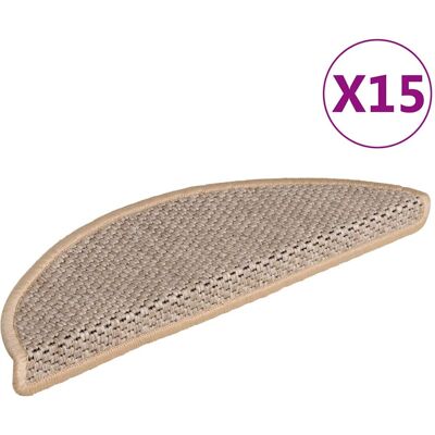 vidaXL Tapetes de Escada Autoadesivos Sisal 15 pcs - Proteção de Escadas vidaXL Tapetes de Escada Autoadesivos Sisal 15 pcs - Proteção de Escadas