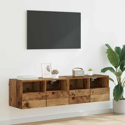 vidaXL Gabinetes de TV na Parede 2 pcs Madeira Antiga 60 x 30 x 30 cm Marrón vidaXL Gabinetes de TV na Parede 2 pcs Madeira Antiga 60 x 30 x 30 cm Marrón