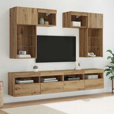 vidaXL Unidades de Parede para TV 6 pcs Madeira Antiga Marrón vidaXL Unidades de Parede para TV 6 pcs Madeira Antiga Marrón