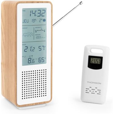 Thomson BT SPEAKER + WEATHER STATION + FM RADIO 15W WOOD/WHITE WS102TWH Thomson BT SPEAKER + WEATHER STATION + FM RADIO 15W WOOD/WHITE WS102TWH