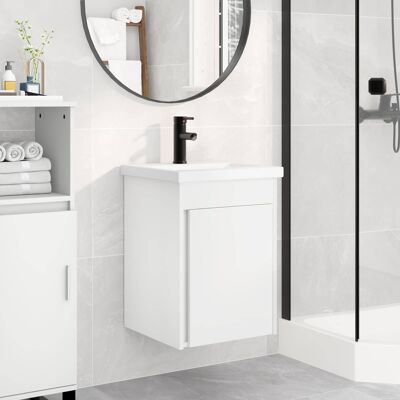 vidaXL Conjunto de Móveis de Banheiro com Torneira Branco Blanco vidaXL Conjunto de Móveis de Banheiro com Torneira Branco Blanco