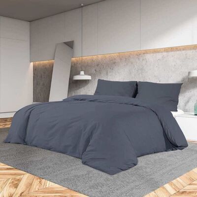 Conjunto de roupa de cama vidaXL Antracite 200x220 cm Algodão - Conjunto de cama Conjunto de roupa de cama vidaXL Antracite 200x220 cm Algodão - Conjunto de cama