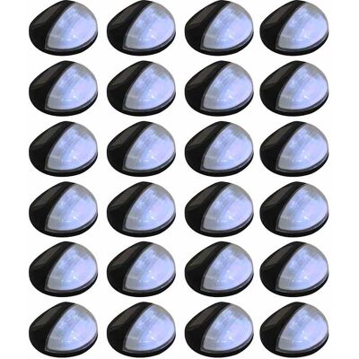 vidaXL Candeeiro de parede solar LED de exterior 24 pcs preto redondo Negro vidaXL Candeeiro de parede solar LED de exterior 24 pcs preto redondo Negro