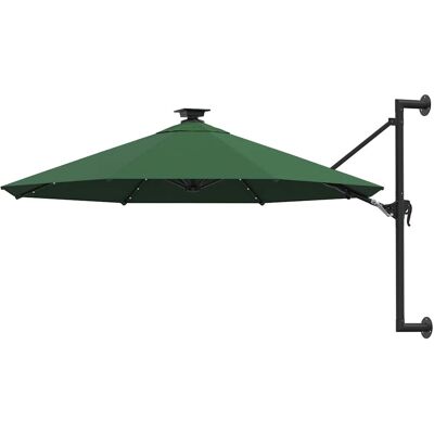 vidaXL Guarda-sol para jardim de parede com luzes LED 300 cm verde Verde vidaXL Guarda-sol para jardim de parede com luzes LED 300 cm verde Verde