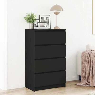 Sideboard preto em madeira engenheirada com 4 gavetas - Sideboard Sideboard preto em madeira engenheirada com 4 gavetas - Sideboard