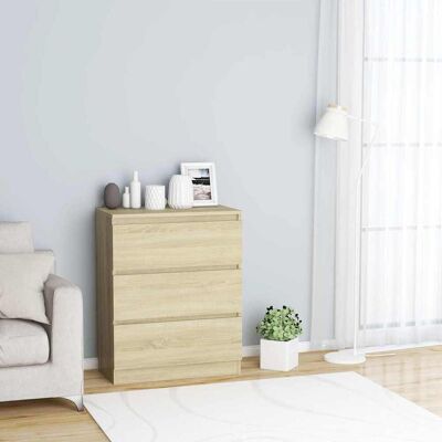 Buffet Sonoma Carvalho vidaXL - 3 Gavetas, 60x35x76 cm Buffet Sonoma Carvalho vidaXL - 3 Gavetas, 60x35x76 cm
