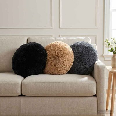 vidaXL Capa almofada 6 pcs HEERLEN Preto Ø 30 cm Fleece PV Negro vidaXL Capa almofada 6 pcs HEERLEN Preto Ø 30 cm Fleece PV Negro
