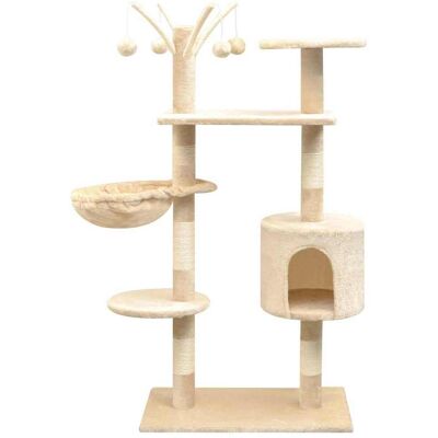 vidaXL Árvore para gatos com postes de sisal 125 cm Bege - Árvore para gatos vidaXL Árvore para gatos com postes de sisal 125 cm Bege - Árvore para gatos