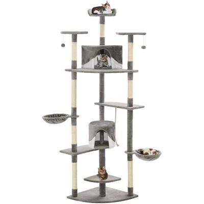 vidaXL Árvore p/ gatos c/ postes arranhadores sisal 203cm cinza/branco Gris vidaXL Árvore p/ gatos c/ postes arranhadores sisal 203cm cinza/branco Gris