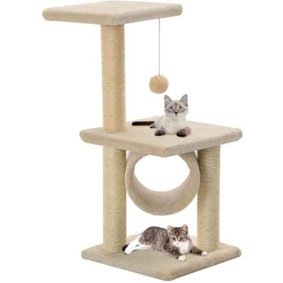vidaXL Árvore para gatos c/ postes arranhadores sisal 65 cm bege Beige vidaXL Árvore para gatos c/ postes arranhadores sisal 65 cm bege Beige